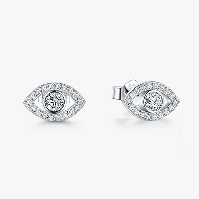 925 Sterling Silver Evil Eye Symbol Protection Stud Earrings