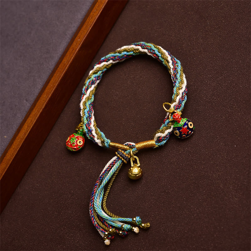 Handmade Gold Swallowing Beast Family Healing Reincarnation Knot Braid Bracelet