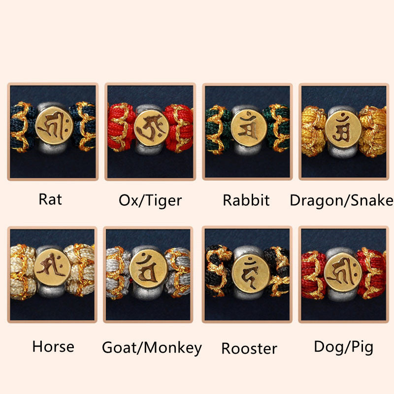 Hand-Braided Red String Sterling Silver Zodiac Guardian Buddha Bracelet