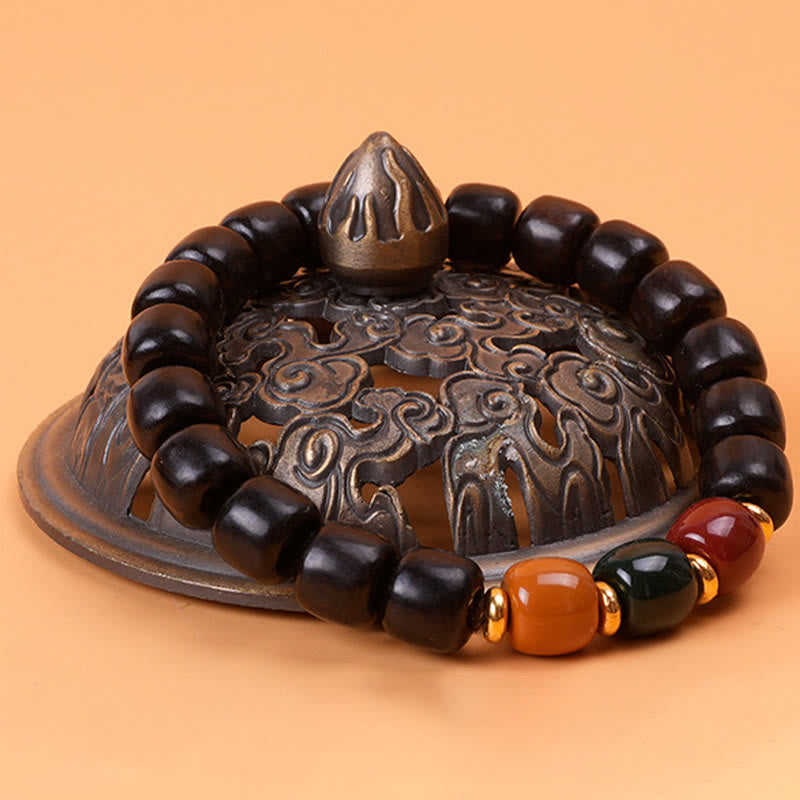 Handmade Natural Wood & Copper Beaded Meditation Bracelet