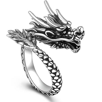 Vintage 990 Sterling Silver Dragon Adjustable Ring for Men and Women