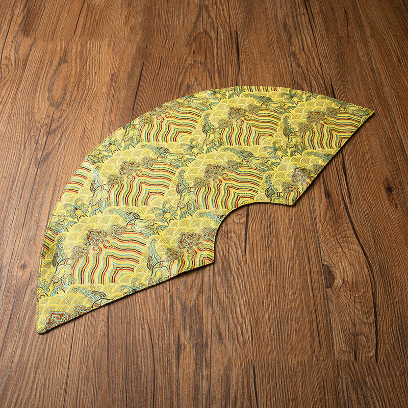 Vintage Sea Wave Bamboo Plum Blossom Embroidered Cup Mat Pad Tea Cup Coaster Kung Fu Tea Mat