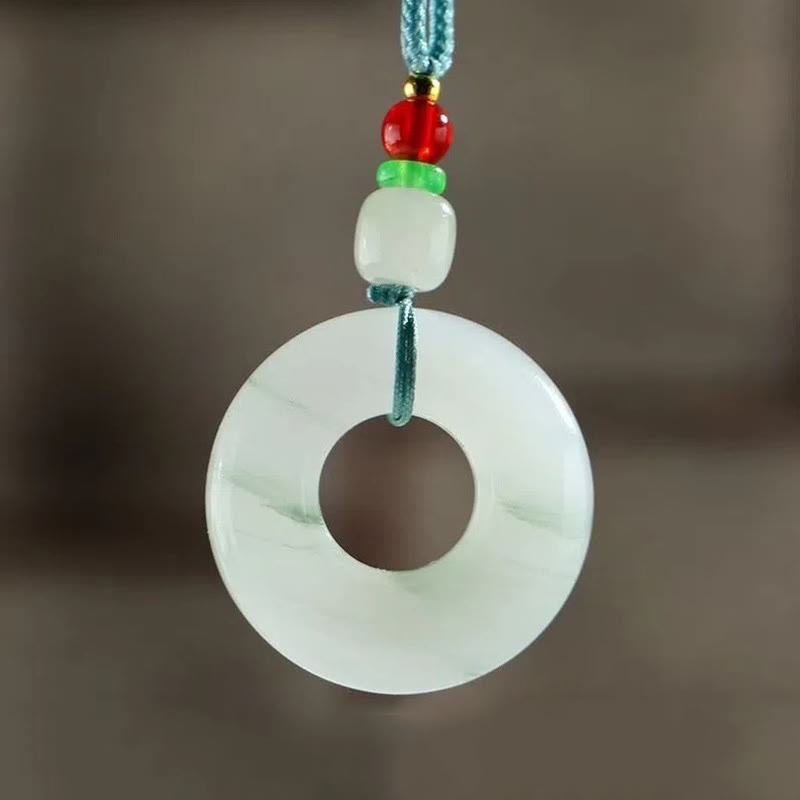Natural Jade Peace Buckle Prosperity Necklace Pendant