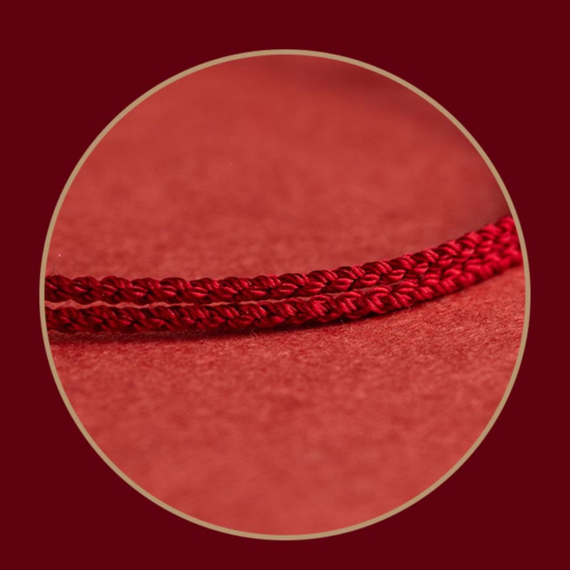 925 Sterling Silver Ping An Kou Lotus Red String Bracelet with Peace and Joy Charms