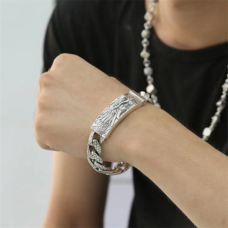 Retro Dragon Scale Pattern Engraved Protection Bracelet