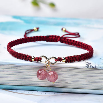 Natural Strawberry Quartz Amethyst Green Phantom Bead Positive Bracelet