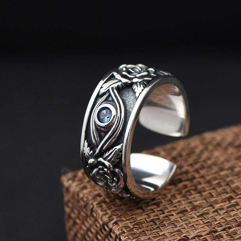 Eye of Horus Copper Adjustable Open Band Unisex Ring