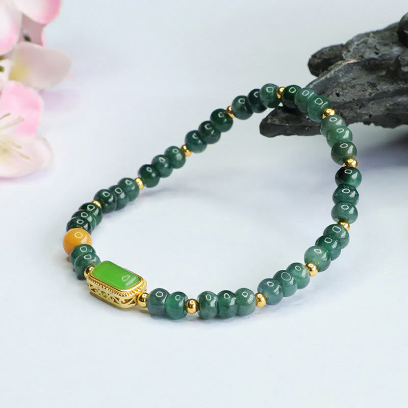 Natural Green Jade Topaz Luck Bracelet