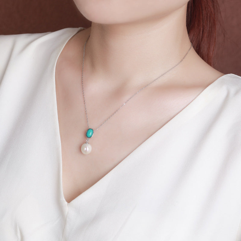 925 Sterling Silver Pearl Turquoise Healing Wisdom Necklace Pendant Ring Earrings