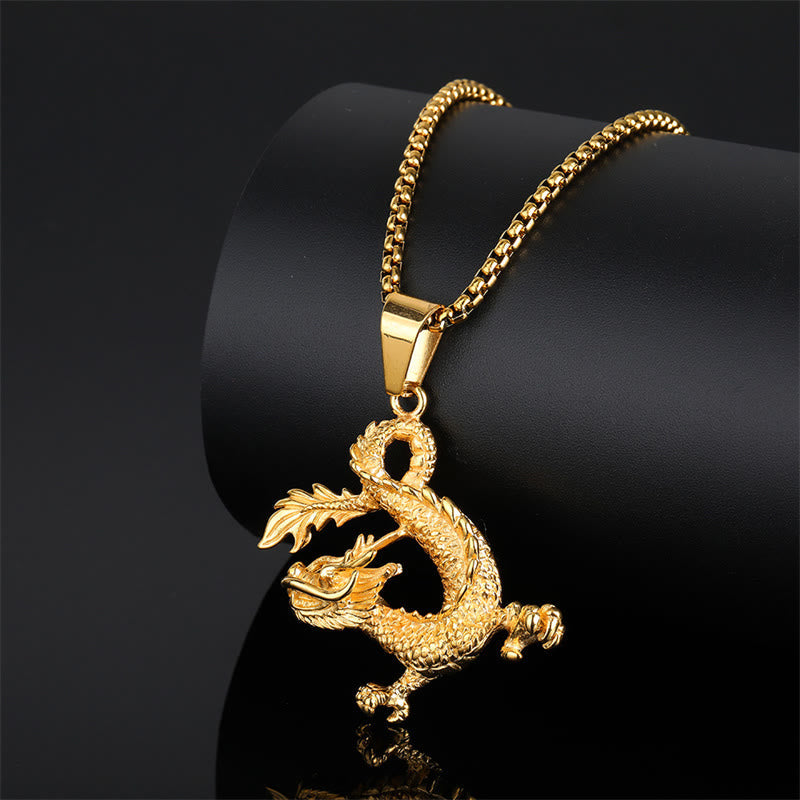 Dancing Dragon Pattern Luck Necklace Pendant