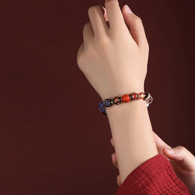 Tibetan Colorful Incense Ash Liuli Glass Bead Om Mani Padme Hum Dorje Vajra 18 Beads Wrist Mala