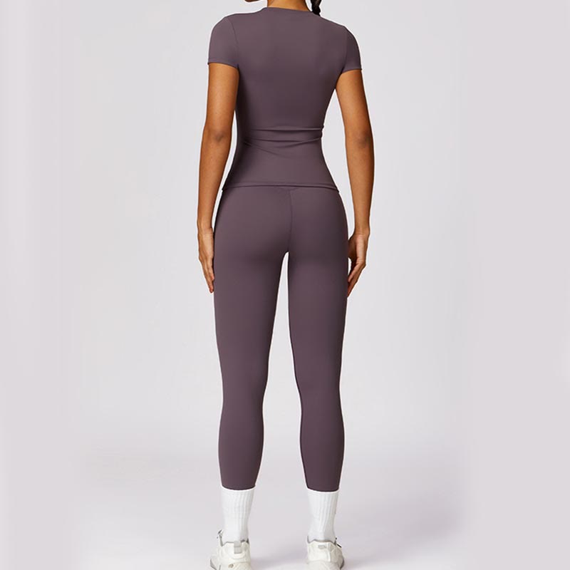 Women Short Sleeve T-Shirt Top High Waist Leggings Pants For Sports Yoga