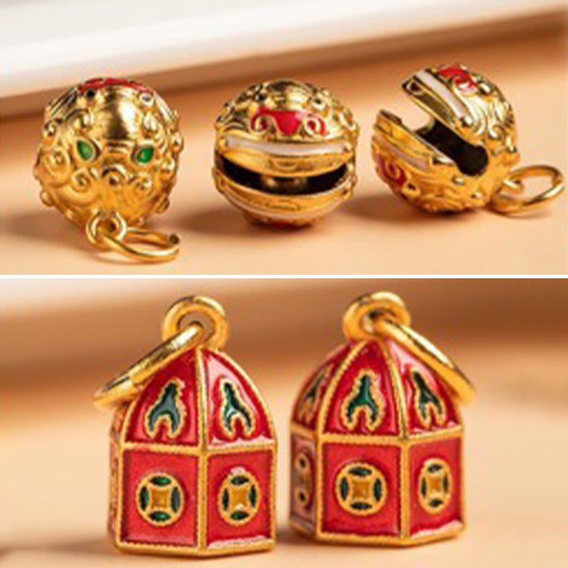 Nothing to Be Superstitious Dancing Lion Copper Wealth Key Chain