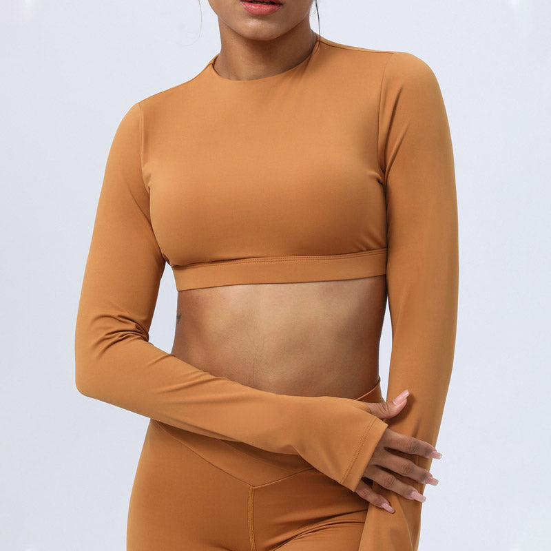 2Pcs Long Sleeve Backless Top Bra Leggings Pants Fitness Yoga Outfit Set