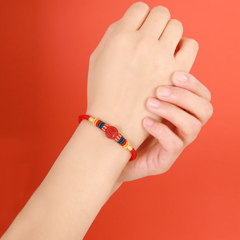 Year of the Dragon 925 Sterling Silver Chinese Zodiac Cinnabar Auspicious Matches Blessing Bracelet (Extra 35% Off | USE CODE: FS35)