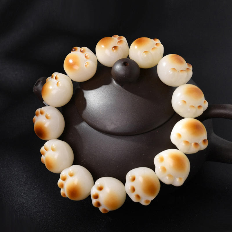 Cute Cat Paw Claw Bodhi Seed Peace Bracelet