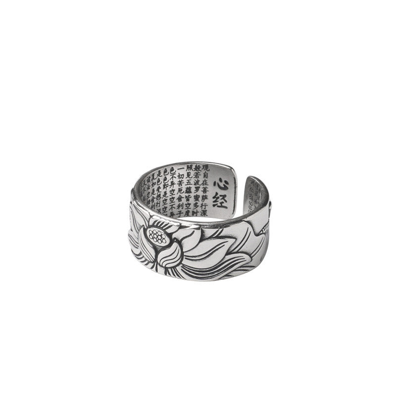 Tibetan Lotus White Copper Enlightenment Ring