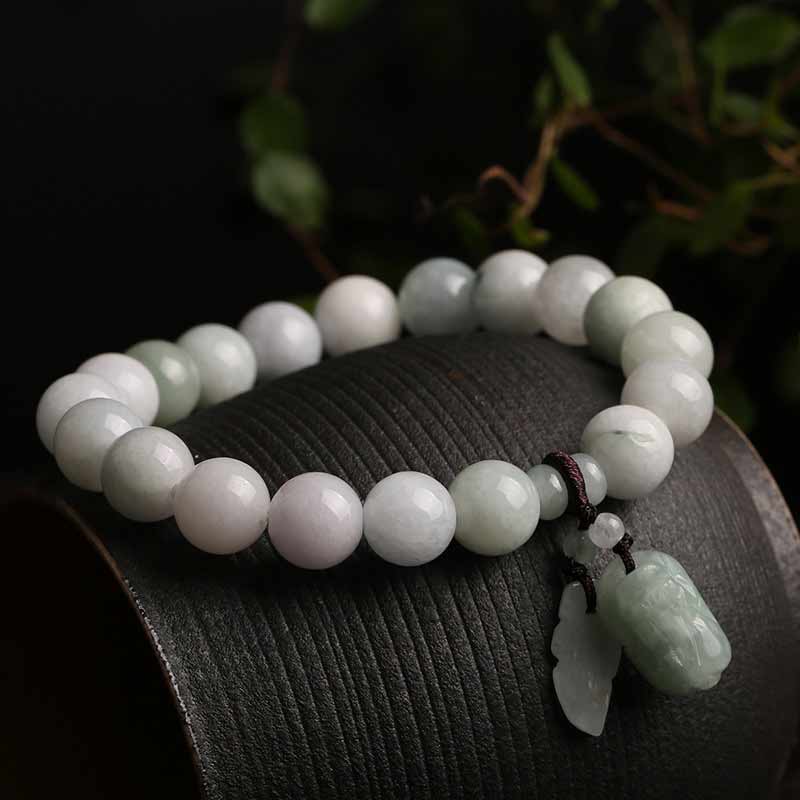 Natural Jade Pi Xiu Buddha Gourd Apple Success Bracelet