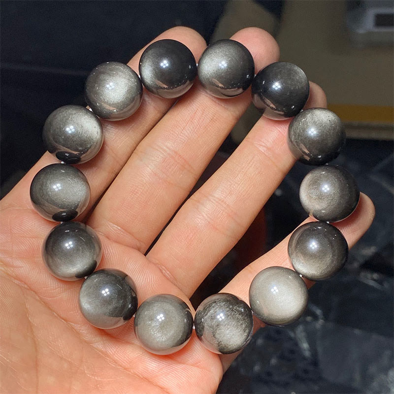 Natural Silver Sheen Obsidian Soothing Protection Bracelet
