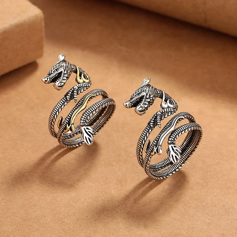 Vintage Dragon Pattern Copper Strength Ring