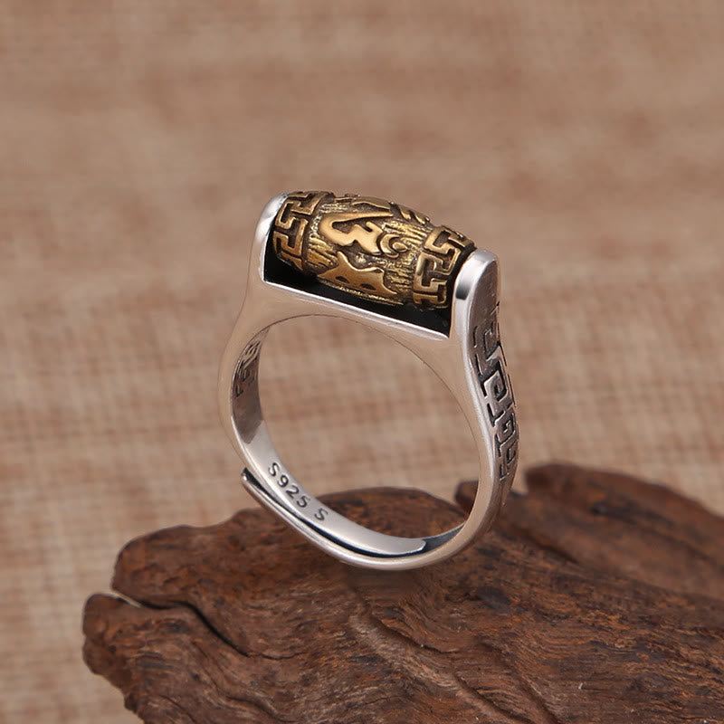 Tibet Om Mani Padme Hum Carved Design Purity Rotatable Ring
