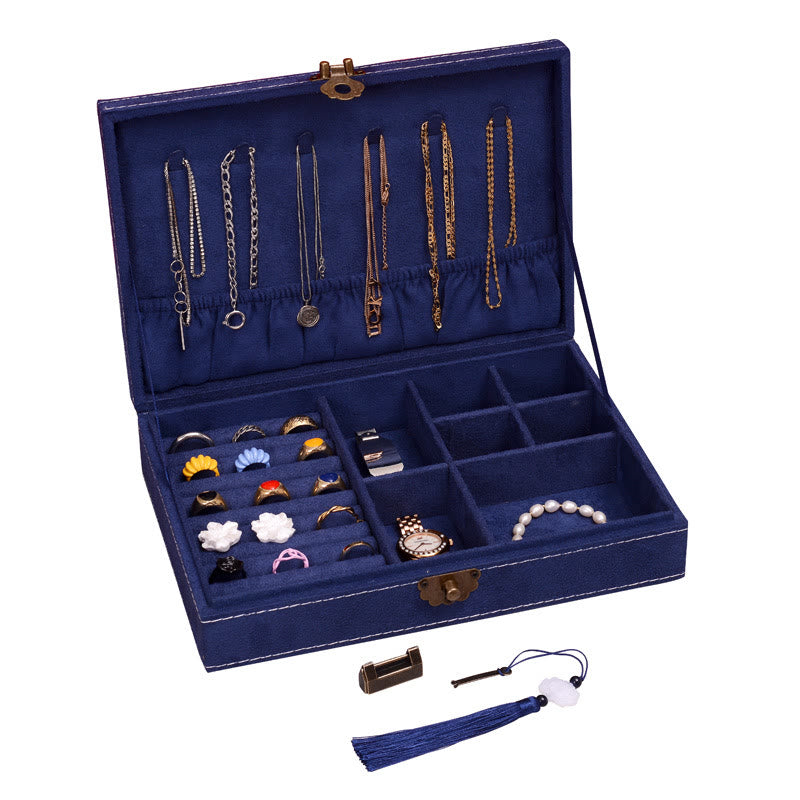 Minimalist Single Layer Flannel Jewelry Organizer with Secure Lock