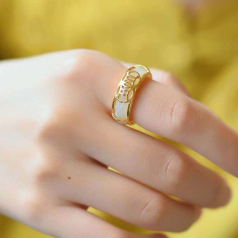 White Jade Luck Ring Necklace