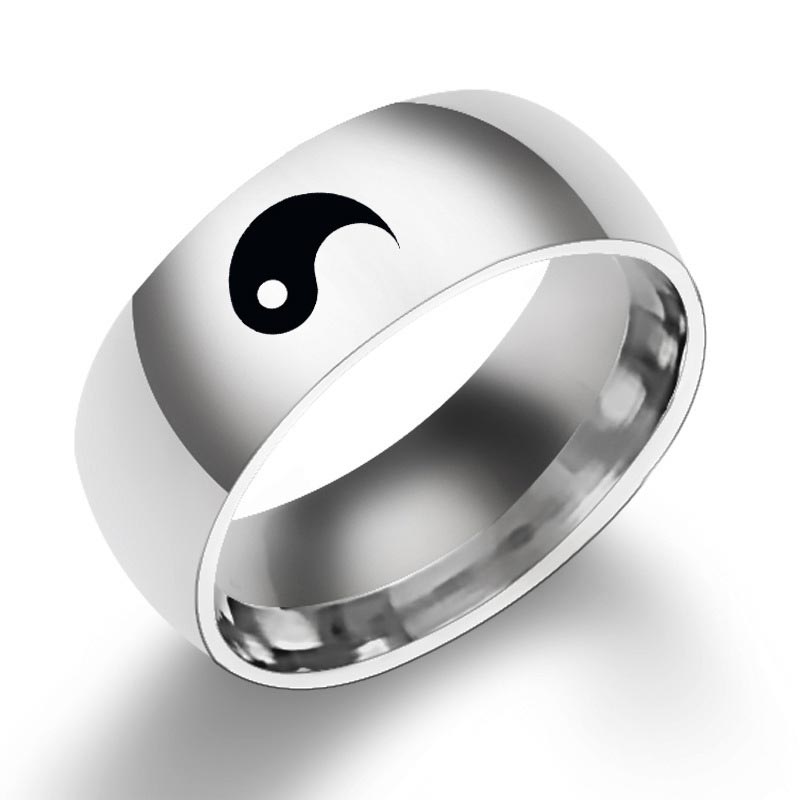 Yin Yang Balance Titanium Steel Couple Ring