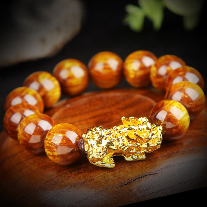 Lucky Golden Tiger Eye Abundant Pixiu Bracelet