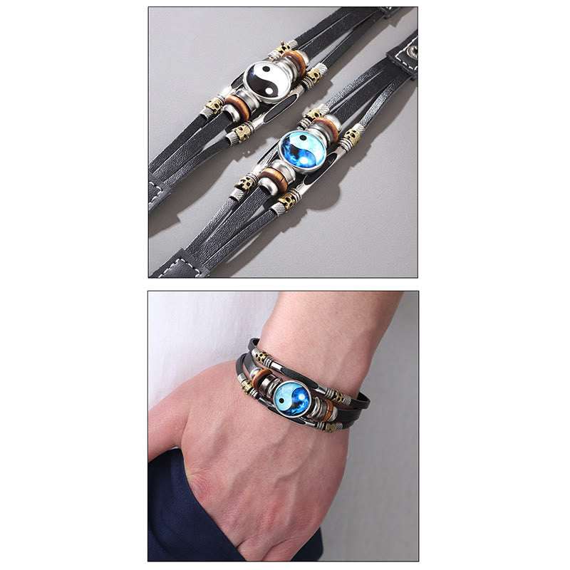 Yin Yang Leather Balance Bracelet