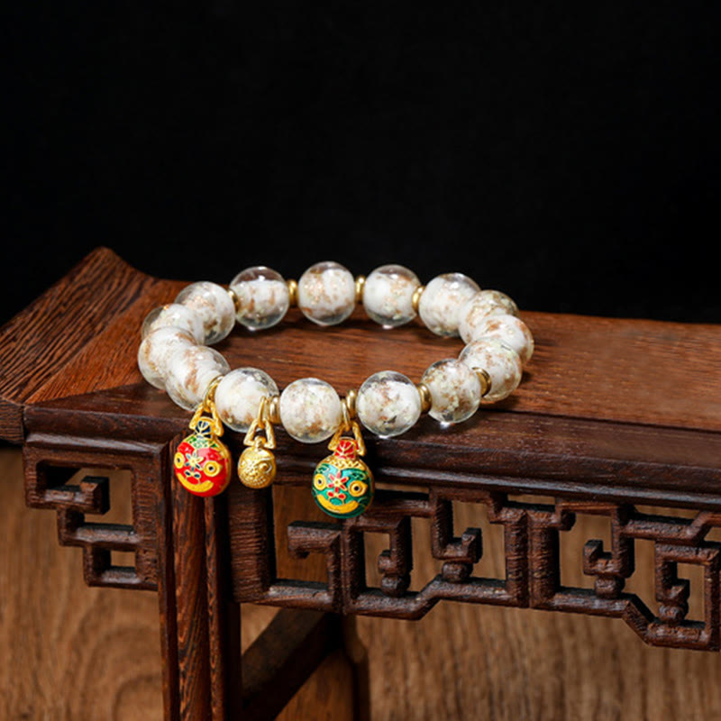 Handmade Luminous Liuli Glass Pixiu Gold Swallowing Beast Success Bracelet