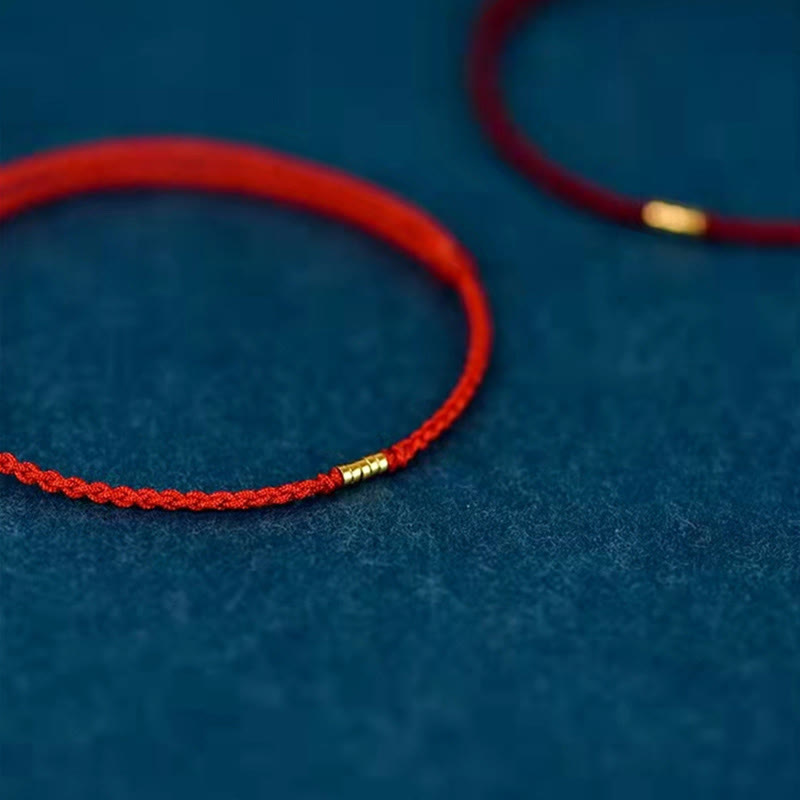 "Blessings for Clear Connections" 925 Sterling Silver Lucky Golden Bead String Bracelet Anklet Includes Gift Message Card