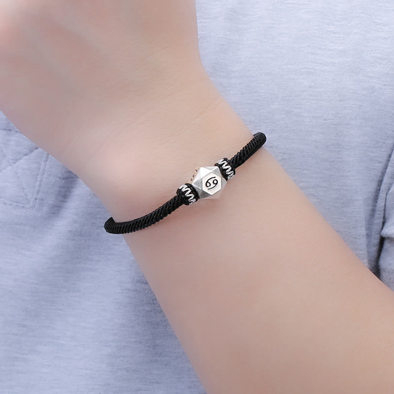 999 Sterling Silver 12 Constellations of the Zodiac Protection Handmade String Bracelet