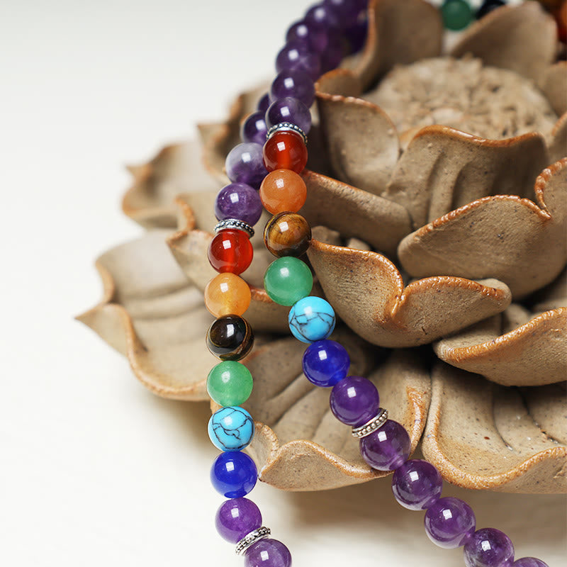 Healing Crystal Mala Prayer Beads 108 Meditation Healing Multilayer Bracelet Necklace