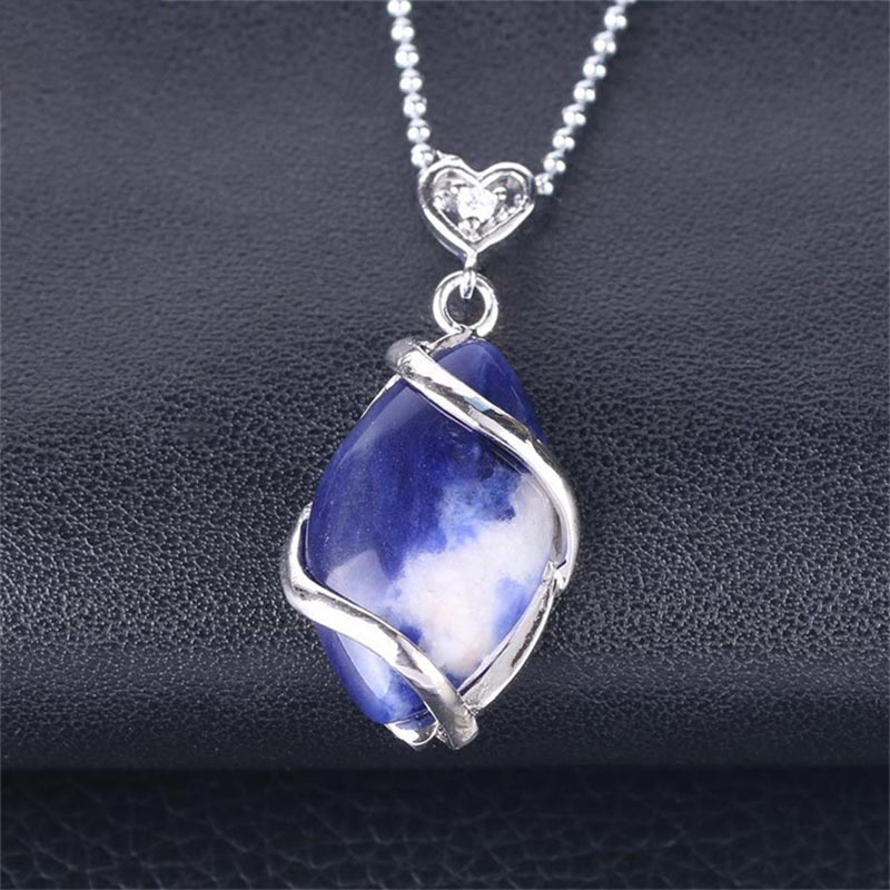 Marquise Pattern Natural Crystal Stone Charm Necklace Pendant