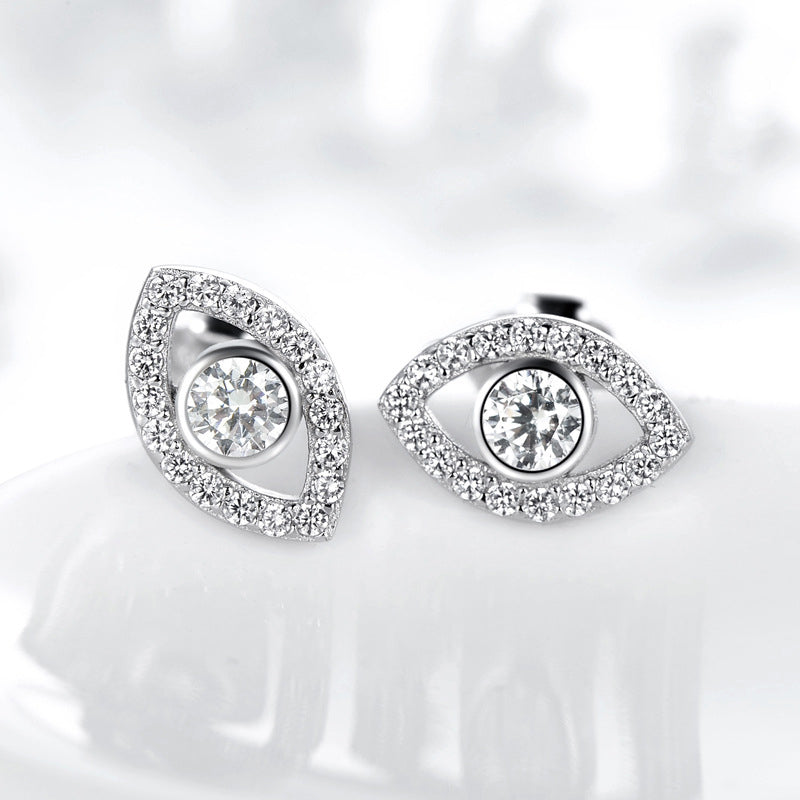 925 Sterling Silver Evil Eye Symbol Protection Stud Earrings