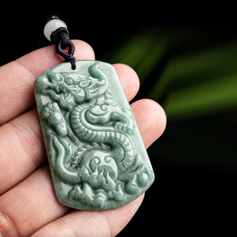 Year of the Dragon Chinese Zodiac Dragon Jade Success Amulet Necklace Pendant