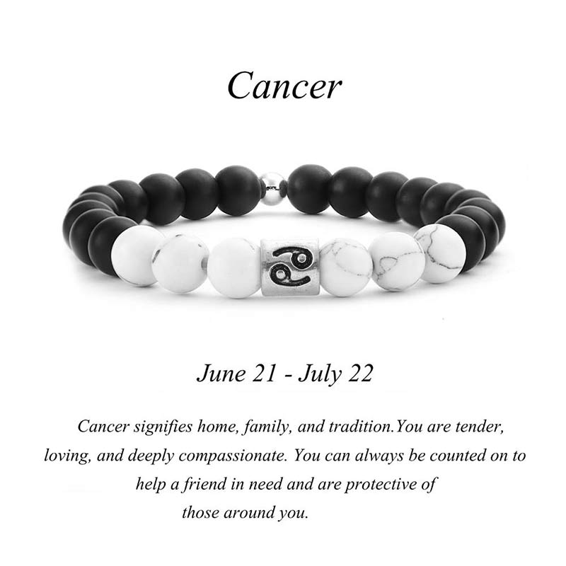 12 Constellations of the Zodiac Natural Frosted Stone White Turquoise Bead Fortune Bracelet