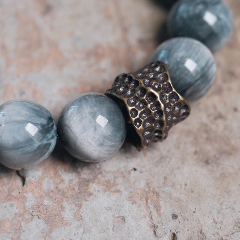 Eagle's Eye Stone Ebony Wood Copper Confidence Couple Bracelet