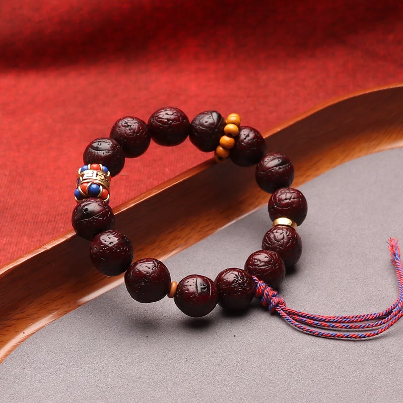 Natural Bodhi Seed Bead Tassel Bracelet with Buddha Charm