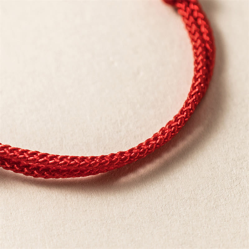 925 Sterling Silver Year of the Dragon Red String Adjustable Bracelet