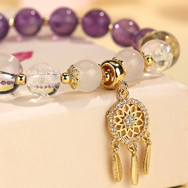 Dreamcatcher Natural Gemstone and Crystal Energy Anchor Bracelet