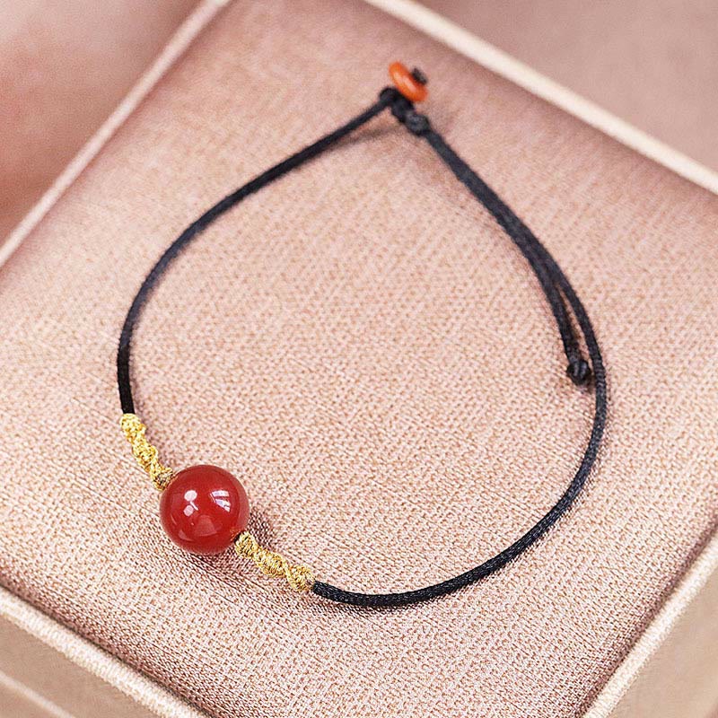 Natural Red Agate Chalcedony Self-acceptance Confidence String Bead Bracelet Necklace Pendant