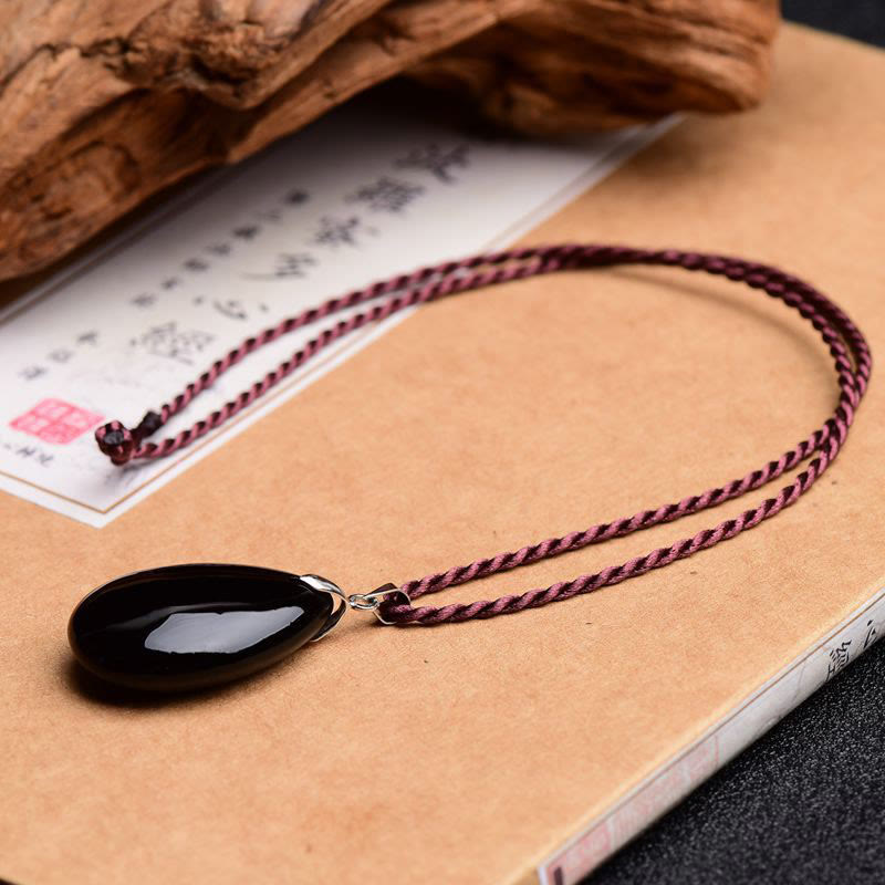 Gold Sheen Obsidian Black Obsidian Rainbow Obsidian Wealth Water Drop Necklace Pendant