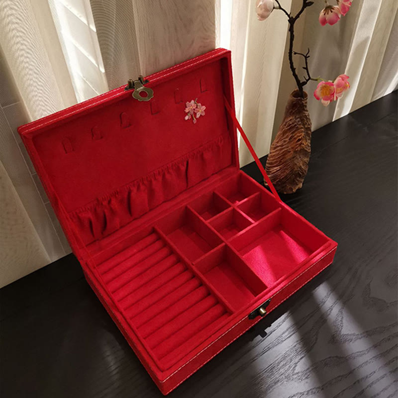 Floral & Dragonfly Flannel Single Layer Jewelry Organizer Box