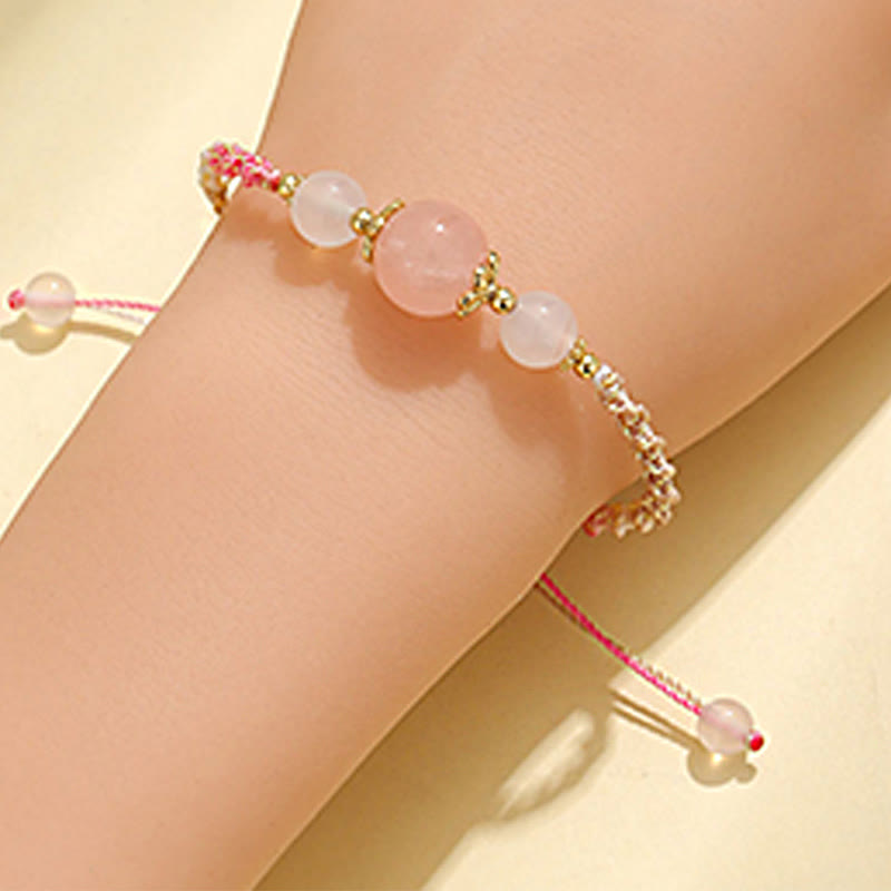 Hand-Woven White Agate & Copper Multi-Gemstone Beaded Rope Bracelet