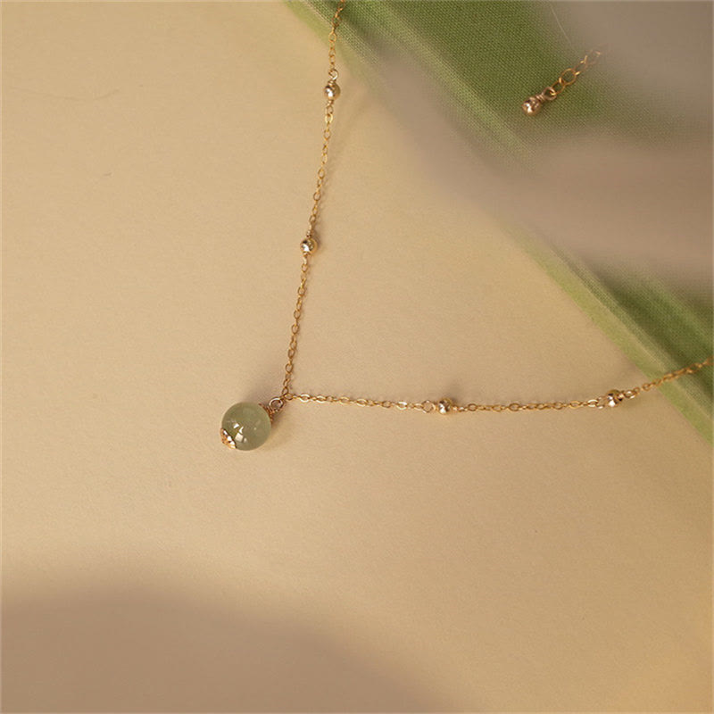 14k Gold Plated Hetian Jade Luck Beaded Necklace Pendant (Extra 35% Off | USE CODE: FS35)