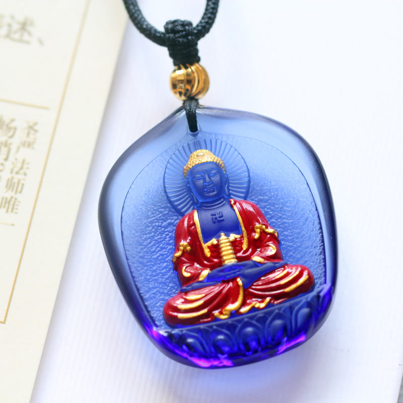 Tibet Medicine Buddha Liuli Crystal Compassion Necklace Pendant (Extra 35% Off | USE CODE: FS35)