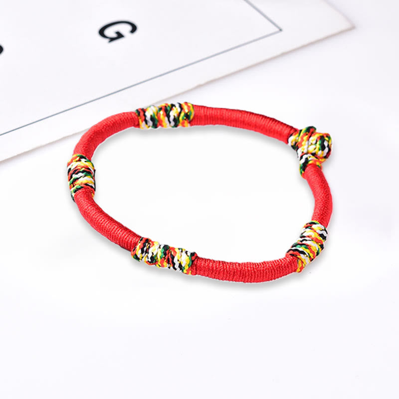 Tibetan Handmade Braided Vajra Knot Red String Bracelet