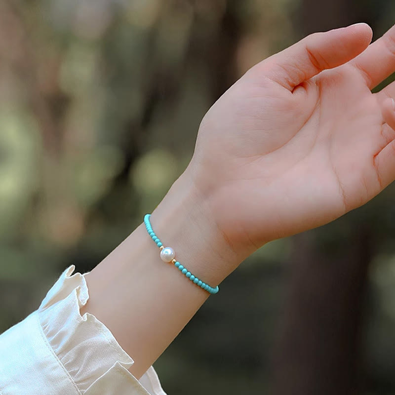 Turquoise Red Agate Pearl Small Beaded Protection Bracelet